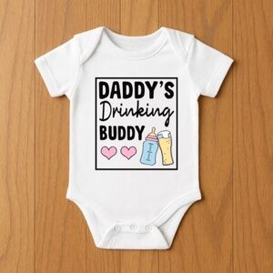 Daddy's Drinking Buddy White Baby Onesie
